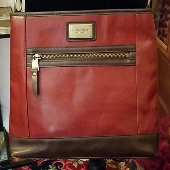 Tignanello Handbags - Tignanello red and brown leather crossbody